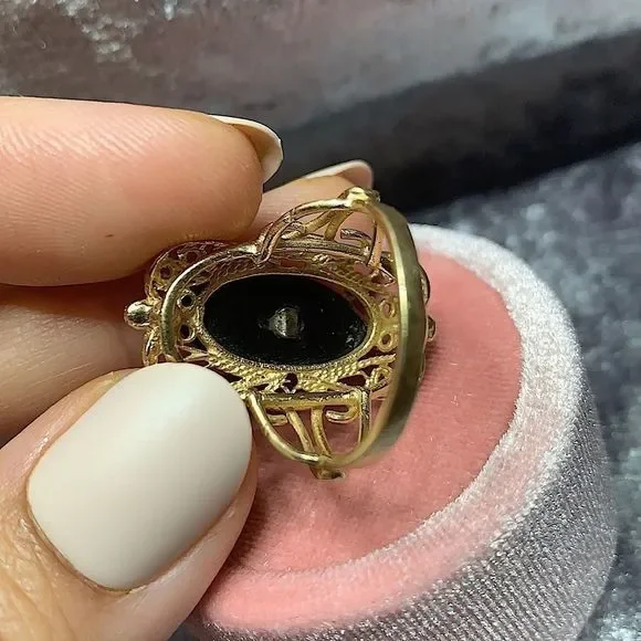 Vintage onyx solid 14kt real gold - Picture 10 of 11